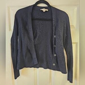 LOFT Dark Blue Ribbed Cardigan